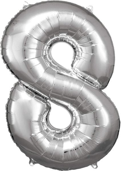 Produktbild: Amscan Folienballon Zahl 8 silber 53x83cm