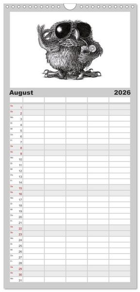 Produktbild: Familienplaner 2026 - TIERONISCH mit 5 Spalten (Wandkalender, 21 x 45 cm) CALVENDO
