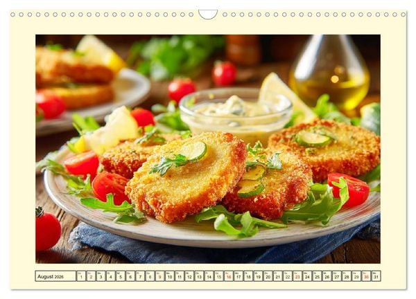 Produktbild: Die goldene Kruste. Panierter Genuss und knuspriges Gl&uuml;ck (Wandkalender 2026 DIN A3 quer), CALVENDO Monatskalender