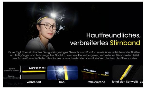 Produktbild: NiteCore NU40 LED Stirnlampe akkubetrieben 1000lm NC-NU40