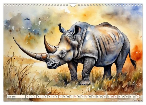 Produktbild: Zauberhafte Aquarelle von Afrikas Tierwelt (Wandkalender 2026 DIN A3 quer), CALVENDO Monatskalender