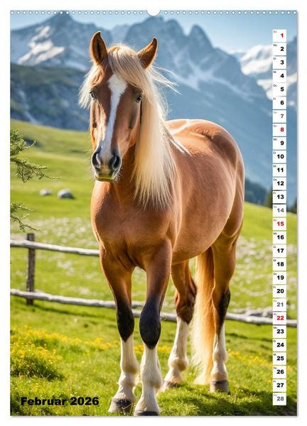 Produktbild: Pferdekalender - Wundersch&ouml;ne Pferde in Natur und Portraits (hochwertiger Premium Wandkalender 2026 DIN A2 hoch), Kunstdruck in Hochglanz