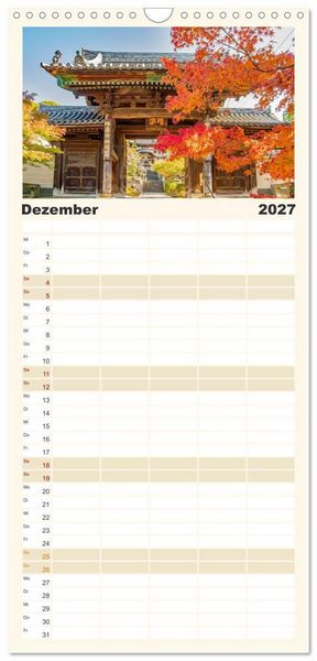 Produktbild: Familienplaner 2027 - Japanische Tempel und Schreine mit 5 Spalten (Wandkalender, 21 x 45 cm) CALVENDO