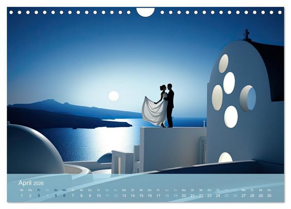 Produktbild: Santorini, Griechenland -Romatische Abendstimmung- (Wandkalender 2026 DIN A4 quer), CALVENDO Monatskalender