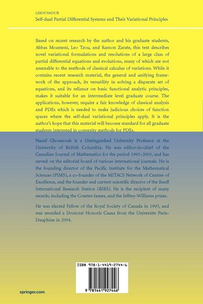 Produktbild: Self-dual Partial Differential Systems and Their Variational Principles