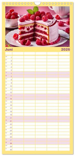 Produktbild: Familienplaner 2026 - Tortentr&auml;ume - Traumtorten mit 5 Spalten (Wandkalender, 21 x 45 cm) CALVENDO