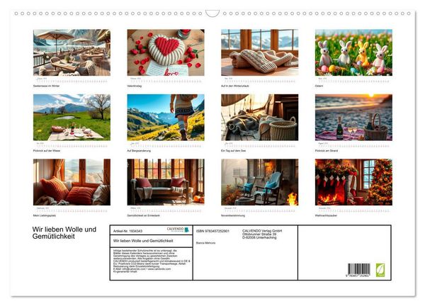 Produktbild: Wir lieben Wolle und Gem&uuml;tlichkeit (Wandkalender 2026 DIN A2 quer), CALVENDO Monatskalender