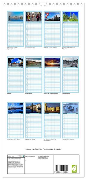 Produktbild: Familienplaner 2026 - Luzern, die Stadt im Zentrum der Schweiz mit 5 Spalten (Wandkalender, 21 x 45 cm) CALVENDO