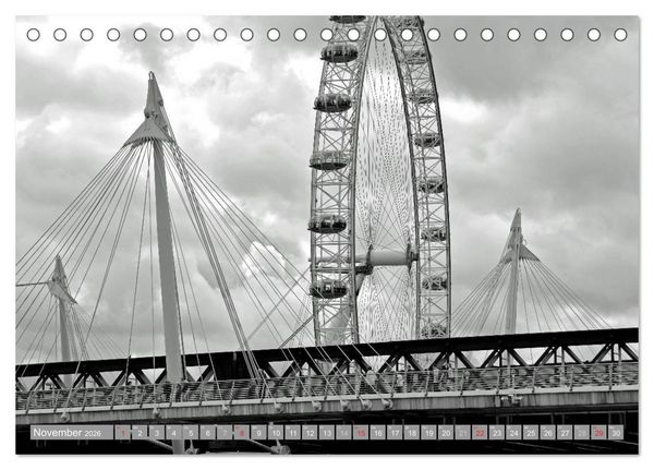 Produktbild: London in Schwarz-Wei&szlig; (Tischkalender 2026 DIN A5 quer), CALVENDO Monatskalender