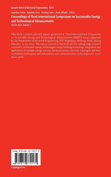 Produktbild: Proceedings of Third International Symposium on Sustainable Energy and Technological Advancements