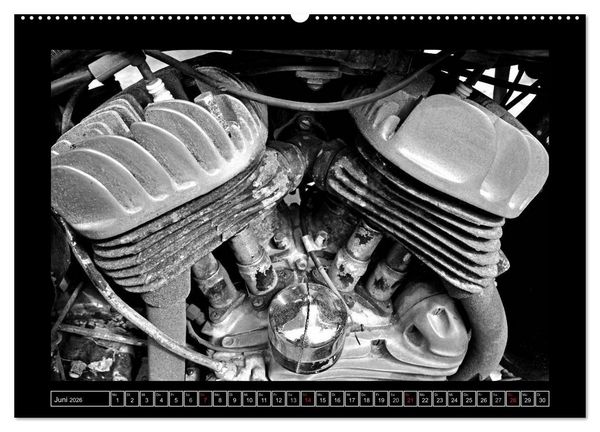 Produktbild: Harley Davidson WLA 750 in Schwarzweiss (Wandkalender 2026 DIN A2 quer), CALVENDO Monatskalender
