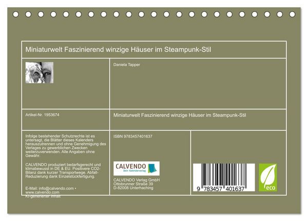 Produktbild: Miniaturwelt Faszinierend winzige H&auml;user im Steampunk-Stil (Tischkalender 2026 DIN A5 quer), CALVENDO Monatskalender