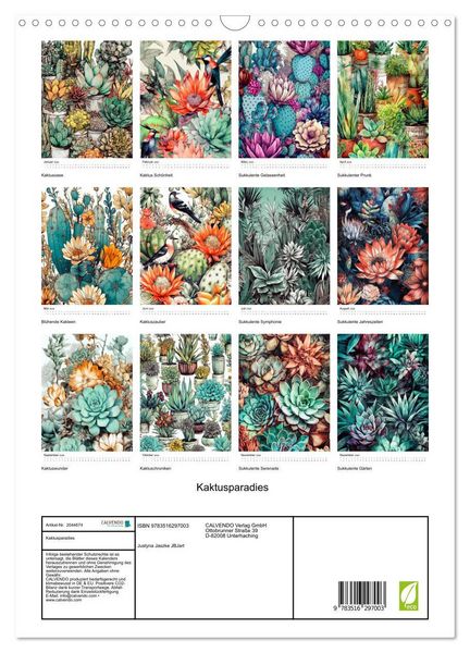 Produktbild: Kaktusparadies (Wandkalender 2026 DIN A3 hoch), CALVENDO Monatskalender