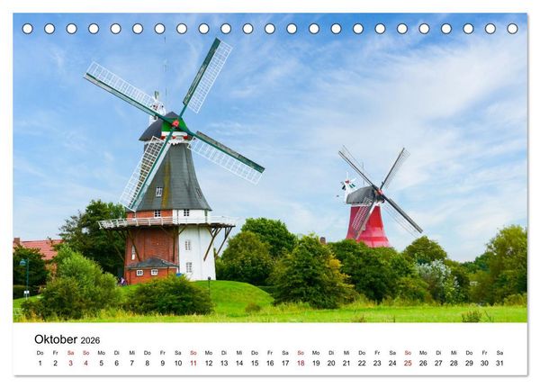 Produktbild: Ostfriesische M&uuml;hlenlandschaft (Tischkalender 2026 DIN A5 quer), CALVENDO Monatskalender