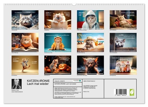 Produktbild: KATZEN-IRONIE Lach mal wieder (hochwertiger Premium Wandkalender 2026 DIN A2 quer), Kunstdruck in Hochglanz