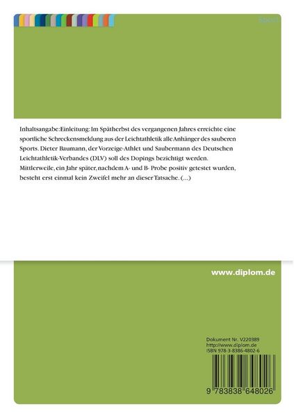 Produktbild: Die Geschichte des Dopings im Sport und der Kampf gegen Doping am Beispiel der Sportart Leichtathletik