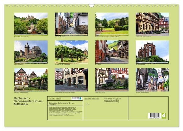 Produktbild: Bacharach - Sehenswerter Ort am Mittelrhein (Wandkalender 2026 DIN A2 quer), CALVENDO Monatskalender