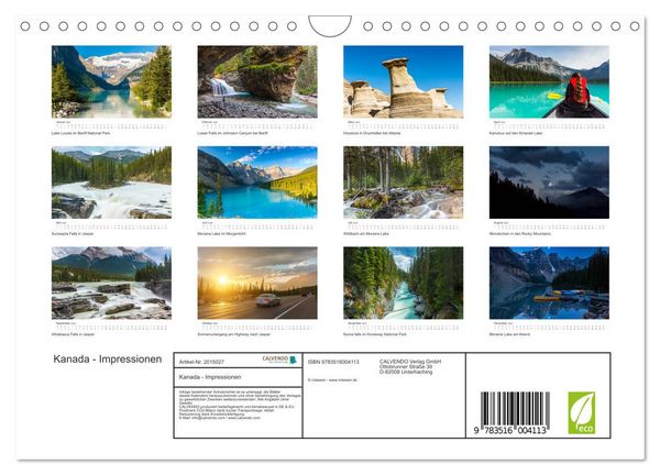 Produktbild: Kanada - Impressionen (Wandkalender 2026 DIN A4 quer), CALVENDO Monatskalender