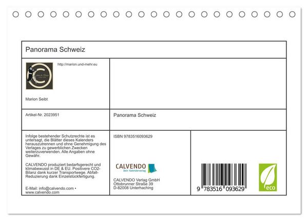 Produktbild: Panorama Schweiz (Tischkalender 2026 DIN A5 quer), CALVENDO Monatskalender