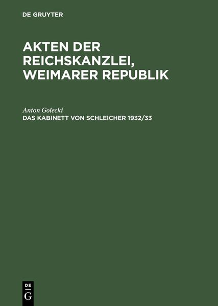 Produktbild: Das Kabinett von Schleicher 1932/33
