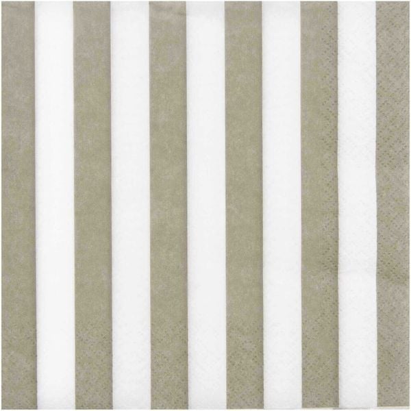 Servietten, beige/weiß gestreift