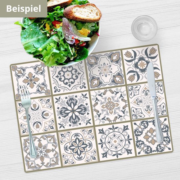Produktbild: Tischsetmacher Tischsets Fliesenmuster in beige & wei&szlig;, aus hochwertigem Vinyl (4 St&uuml;ck), 44 x 32 cm