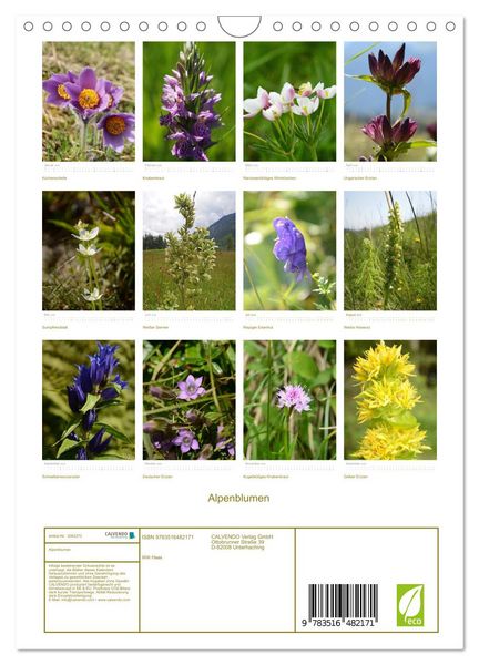 Produktbild: Alpenblumen (Wandkalender 2026 DIN A4 hoch), CALVENDO Monatskalender
