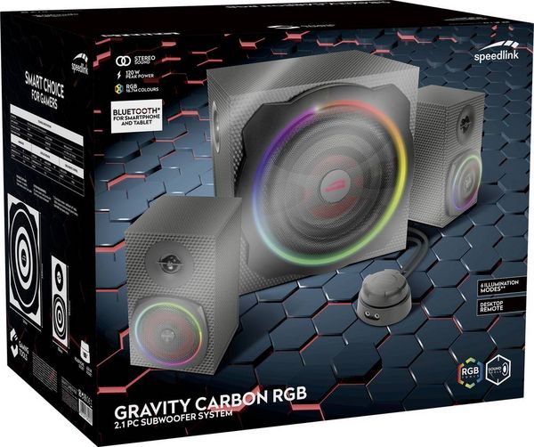 Produktbild: SPEEDLINK GRAVITY CARBON RGB 2.1 Subwoofer System, black
