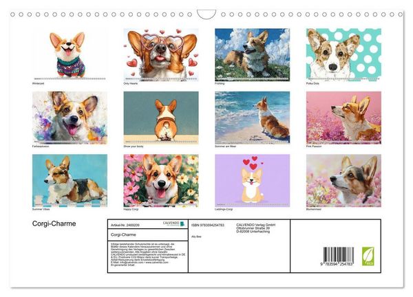 Produktbild: Corgi-Charme (Wandkalender 2027 DIN A3 quer), CALVENDO Monatskalender