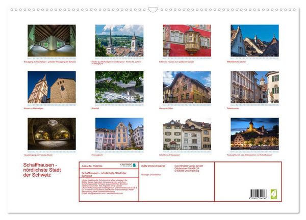 Produktbild: Schaffhausen - n&ouml;rdlichste Stadt der Schweiz (Wandkalender 2026 DIN A2 quer), CALVENDO Monatskalender