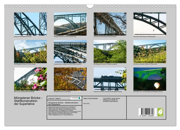 Produktbild: M&uuml;ngstener Br&uuml;cke - Stahlkonstruktion der Superlative (Wandkalender 2026 DIN A3 quer), CALVENDO Monatskalender