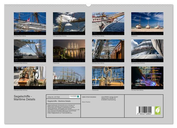 Produktbild: Segelschiffe - Maritime Details (hochwertiger Premium Wandkalender 2026 DIN A2 quer), Kunstdruck in Hochglanz