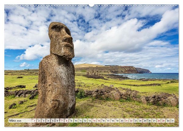 Produktbild: Die Osterinsel &ndash; Mythen, Moai und wilde Sch&ouml;nheit (hochwertiger Premium Wandkalender 2026 DIN A2 quer), Kunstdruck in Hochglanz