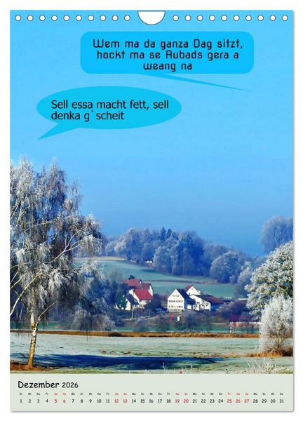 Produktbild: Schw&auml;bische Sprichw&ouml;rter - so gsaid (Wandkalender 2026 DIN A4 hoch), CALVENDO Monatskalender