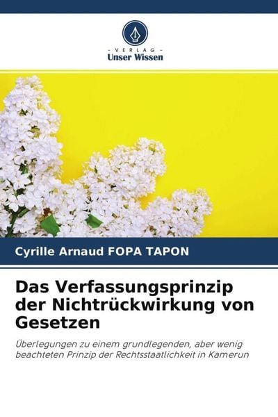 Das Verfassungsprinzip der Nichtrückwirkung von Gesetzen, Taschenbuch von Cyrille Arnaud FOPA TAPON, Verlag Unser Wissen, 9786204628936