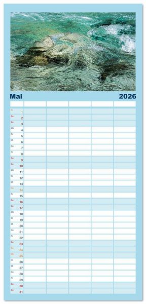 Produktbild: Familienplaner 2026 - Wasserzauber mit 5 Spalten (Wandkalender, 21 x 45 cm) CALVENDO