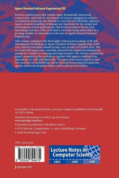 Produktbild: Agent-Oriented Software Engineering VIII
