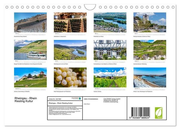 Produktbild: Rheingau - Rhein Riesling Kultur (Wandkalender 2027 DIN A4 quer), CALVENDO Monatskalender