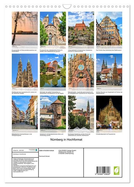 Produktbild: N&uuml;rnberg in Hochformat (Wandkalender 2027 DIN A3 hoch), CALVENDO Monatskalender