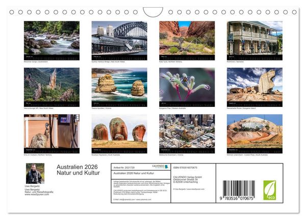 Produktbild: Australien 2026 Natur und Kultur (Wandkalender 2026 DIN A4 quer), CALVENDO Monatskalender