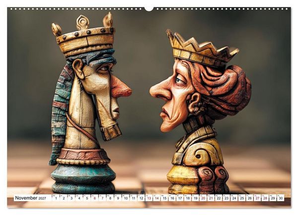 Produktbild: Schach &ndash; Wenn Schachfiguren Charakter zeigen (hochwertiger Premium Wandkalender 2027 DIN A2 quer), Kunstdruck in Hochglanz