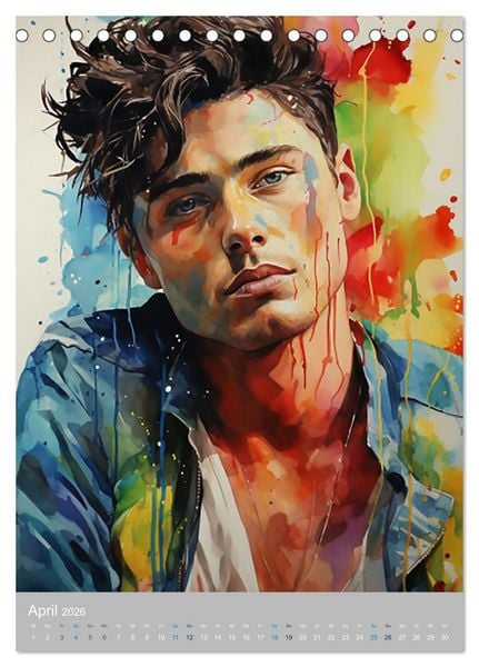 Produktbild: Gentlemen in Aquarell (Tischkalender 2026 DIN A5 hoch), CALVENDO Monatskalender