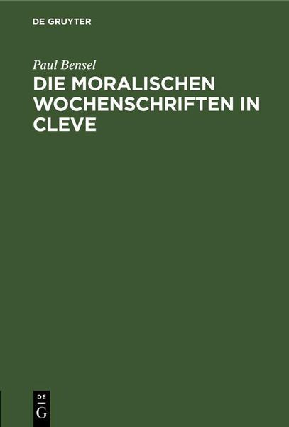 Produktbild: Die moralischen Wochenschriften in Cleve