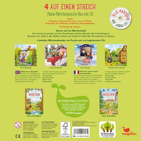 Produktbild: 4 auf einen Streich - Meine M&auml;rchenpuzzle-Box mit CD