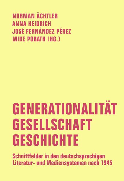 Produktbild: Generationalit&auml;t - Gesellschaft - Geschichte