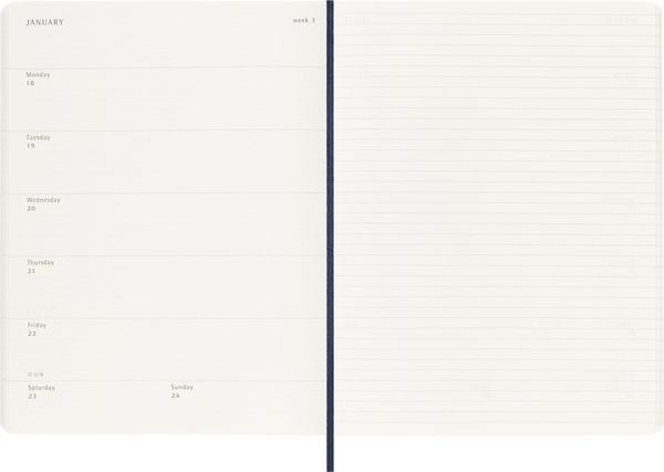 Produktbild: Moleskine 12 Monate Tageskalender 2027, XL, 1 Tag = 1 Seite, rechts linierte Seite, Weicher Einband, Saphir