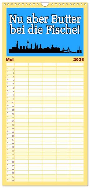 Produktbild: Familienplaner 2026 - Hamburger Schnack mit 5 Spalten (Wandkalender, 21 x 45 cm) CALVENDO