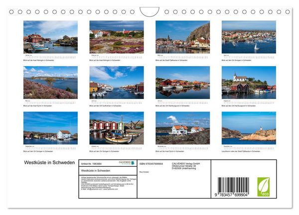 Produktbild: Westk&uuml;ste in Schweden (Wandkalender 2026 DIN A4 quer), CALVENDO Monatskalender