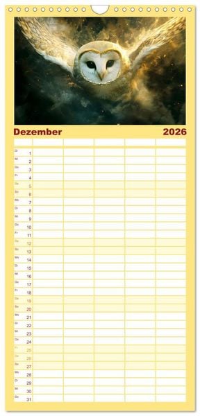 Produktbild: Familienplaner 2026 - Tierische Balance mit 5 Spalten (Wandkalender, 21 x 45 cm) CALVENDO