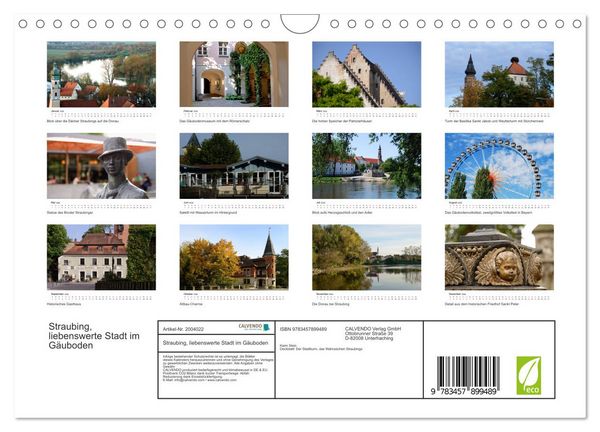 Produktbild: Straubing, liebenswerte Stadt im G&auml;uboden (Wandkalender 2026 DIN A4 quer), CALVENDO Monatskalender